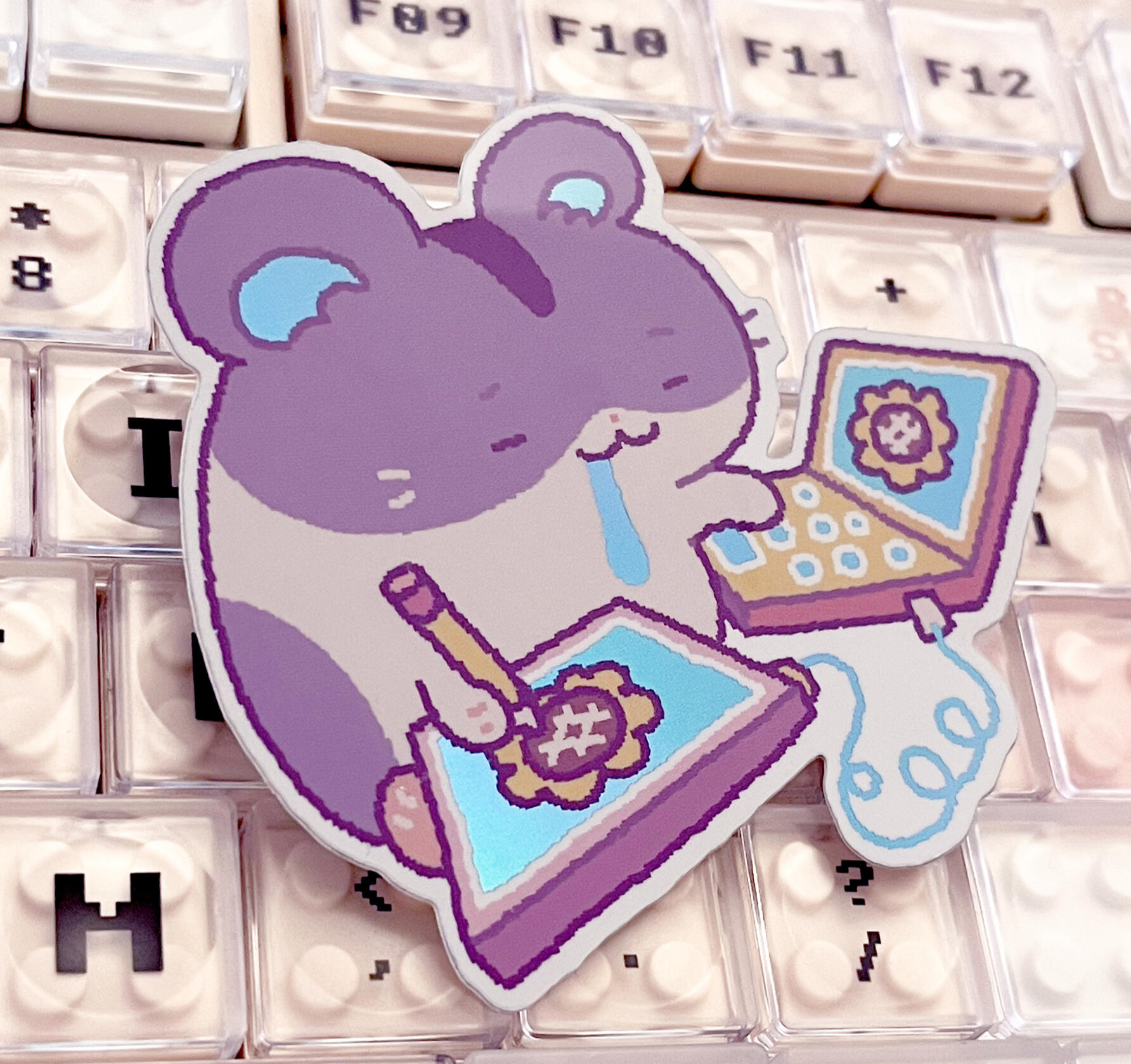 holographic hamster artist sticker